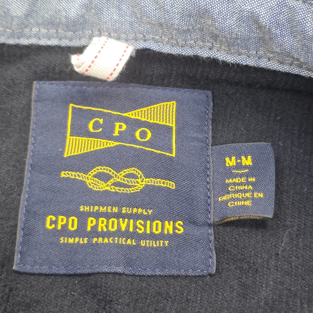 CPO Provisions Flannel Shirt Jacket Shacket Elbow Patch Medium Black Heavy - Picture 6 of 11
